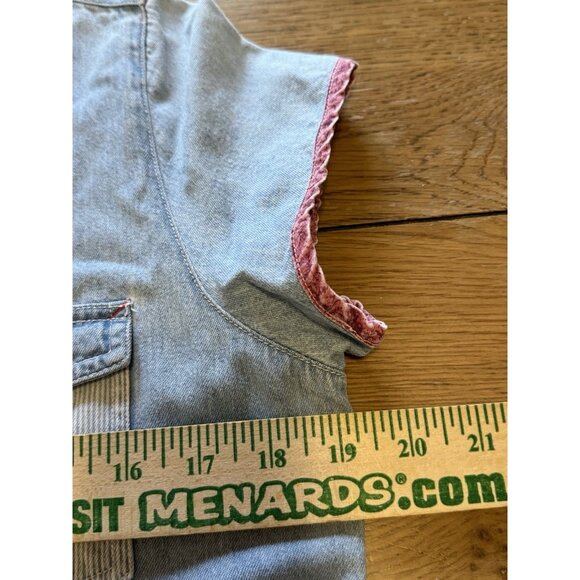 Andrew’s Blues Denim Size Medium Button Up Shirt Cotton Hippie Boho Short Sleeve - Picture 8 of 10